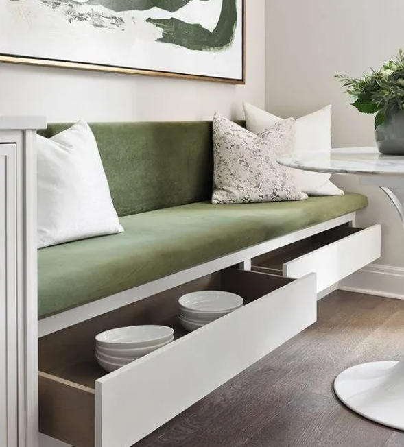 家庭餐廳卡座設(shè)計(jì)分享|自帶儲(chǔ)物柜的餐桌真的太適合小戶型家庭了！